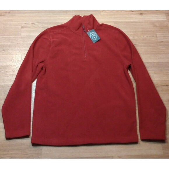 NWT St Johns Bay Sweatshirt Mens M Medium 1/4 Zip Rusty Red Fleece Pullover - Picture 1 of 16